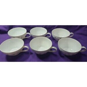 Vintage Creative Fine China Coffee/Tea Cup Set Of 6 - Platinum Starburst #1014